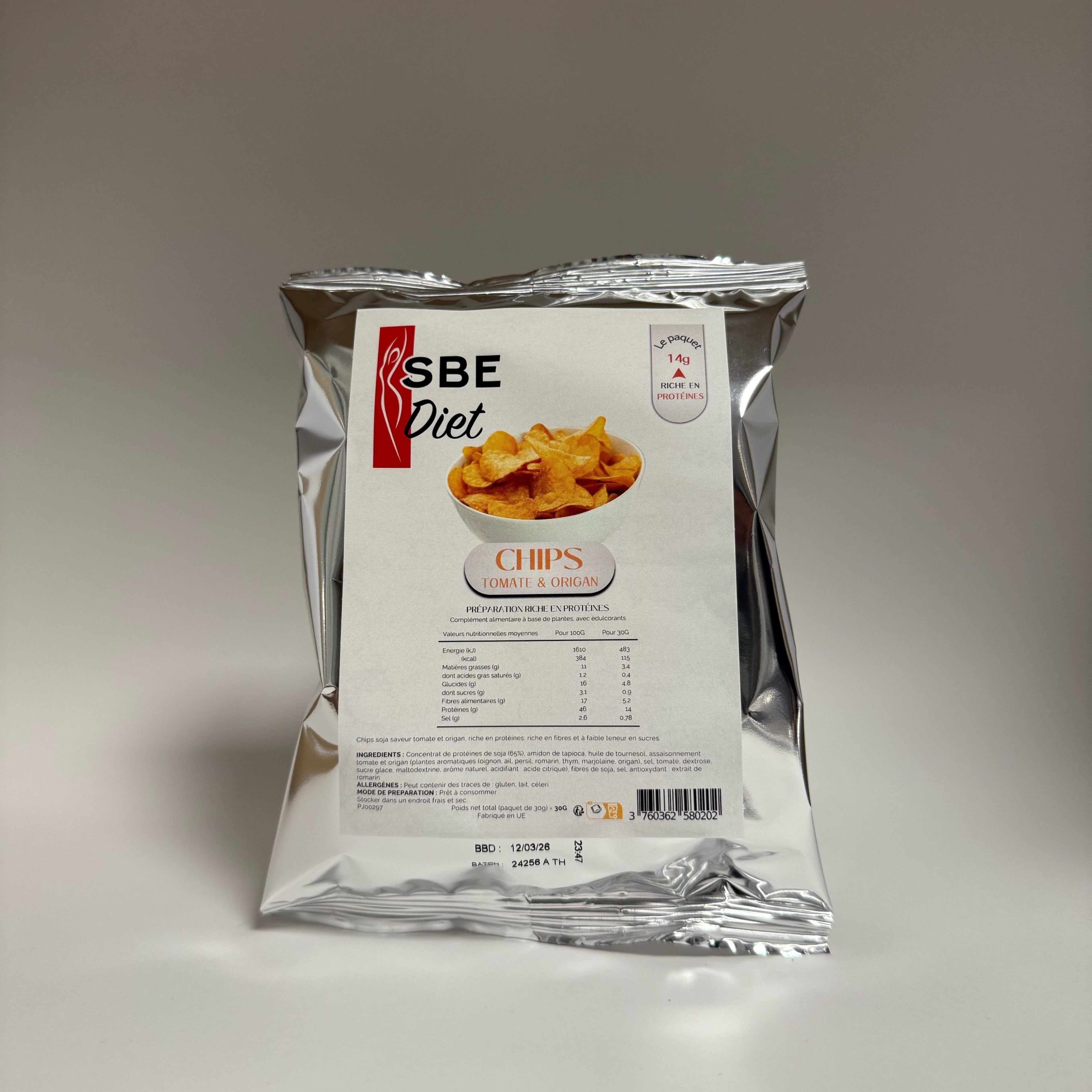 Chips tomate origan hyperprotéinées – 30G Ma boutique
