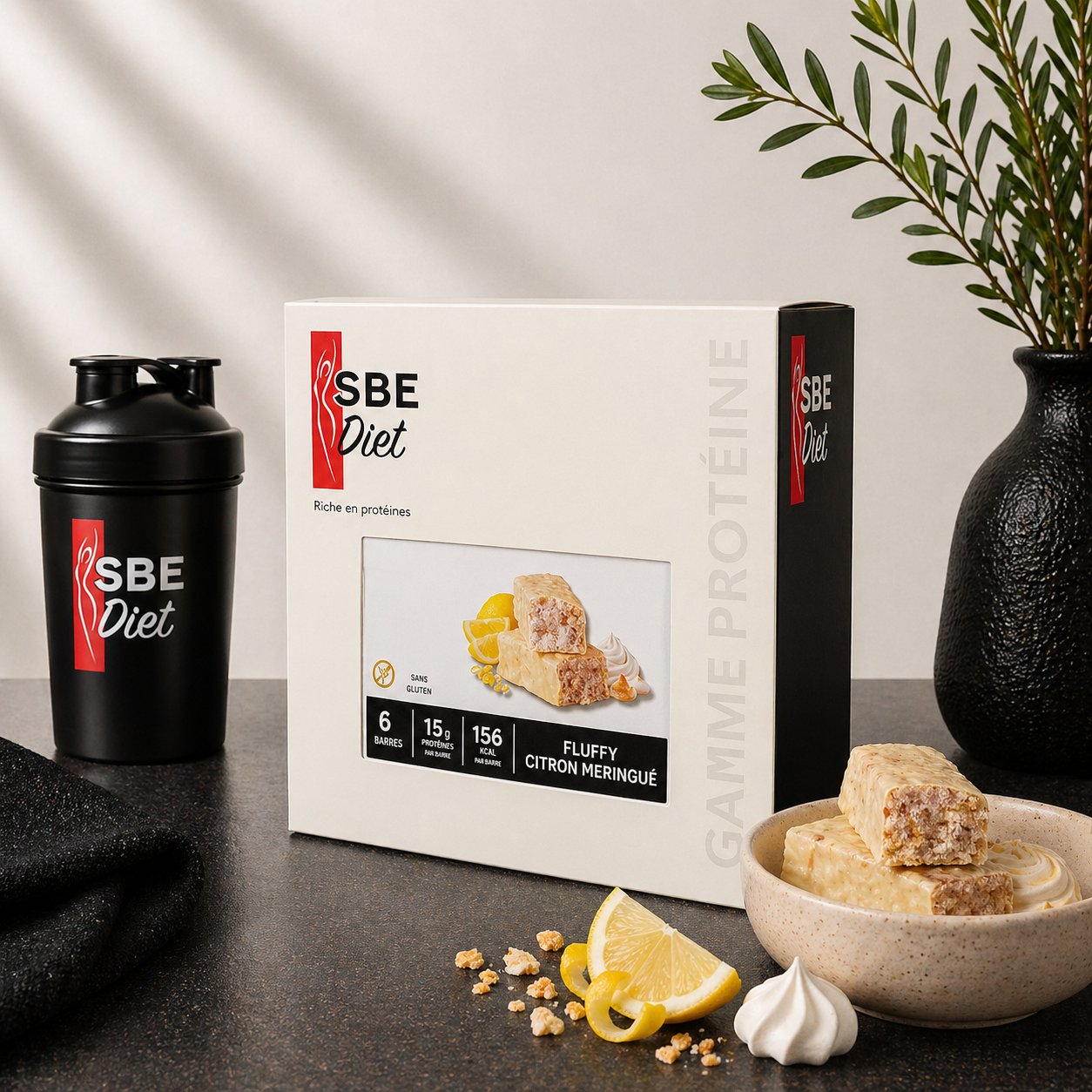Barre fluffy citron meringué hyperprotéinée SBE DIET
