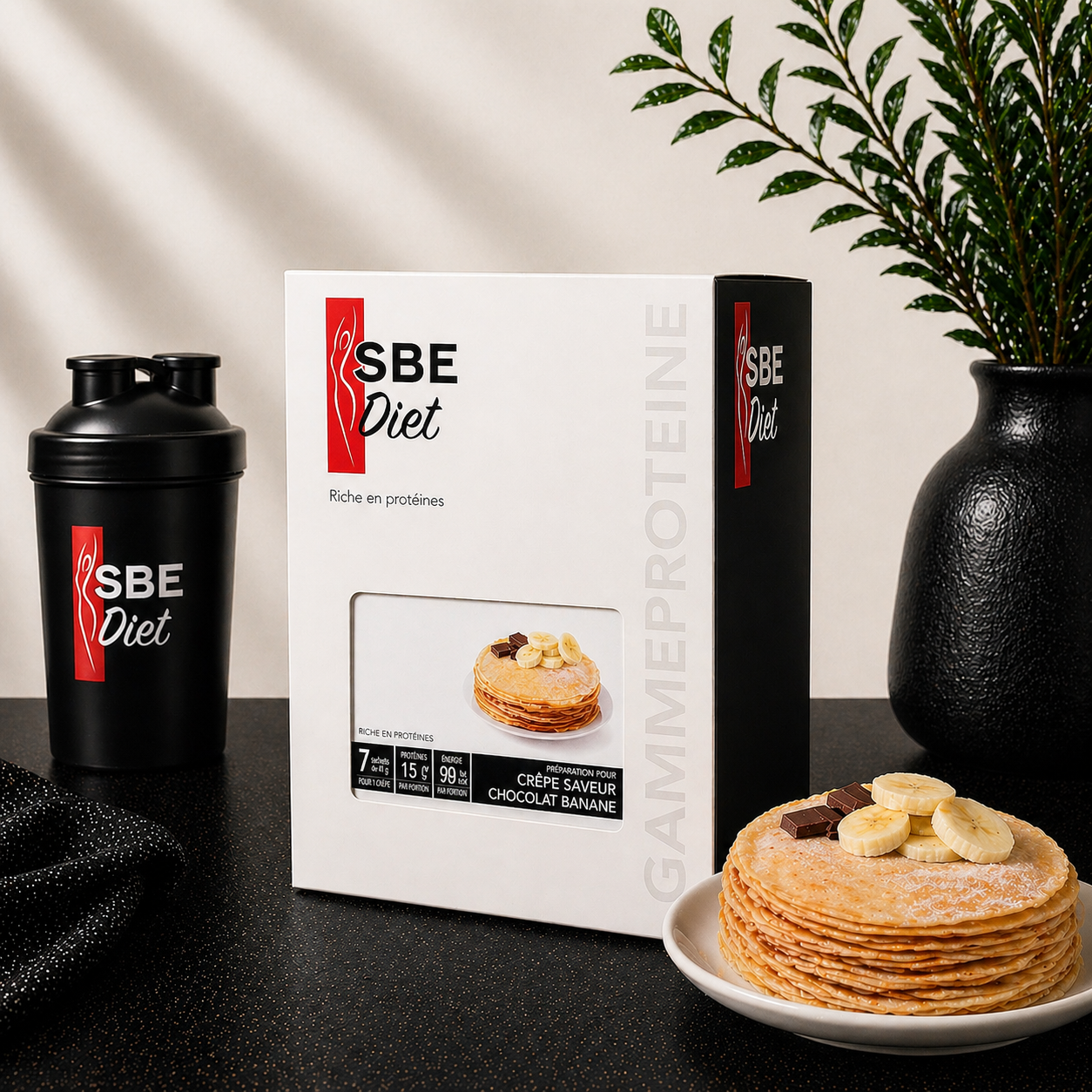Crêpe banane chocolat hyperprotéinée Ma boutique