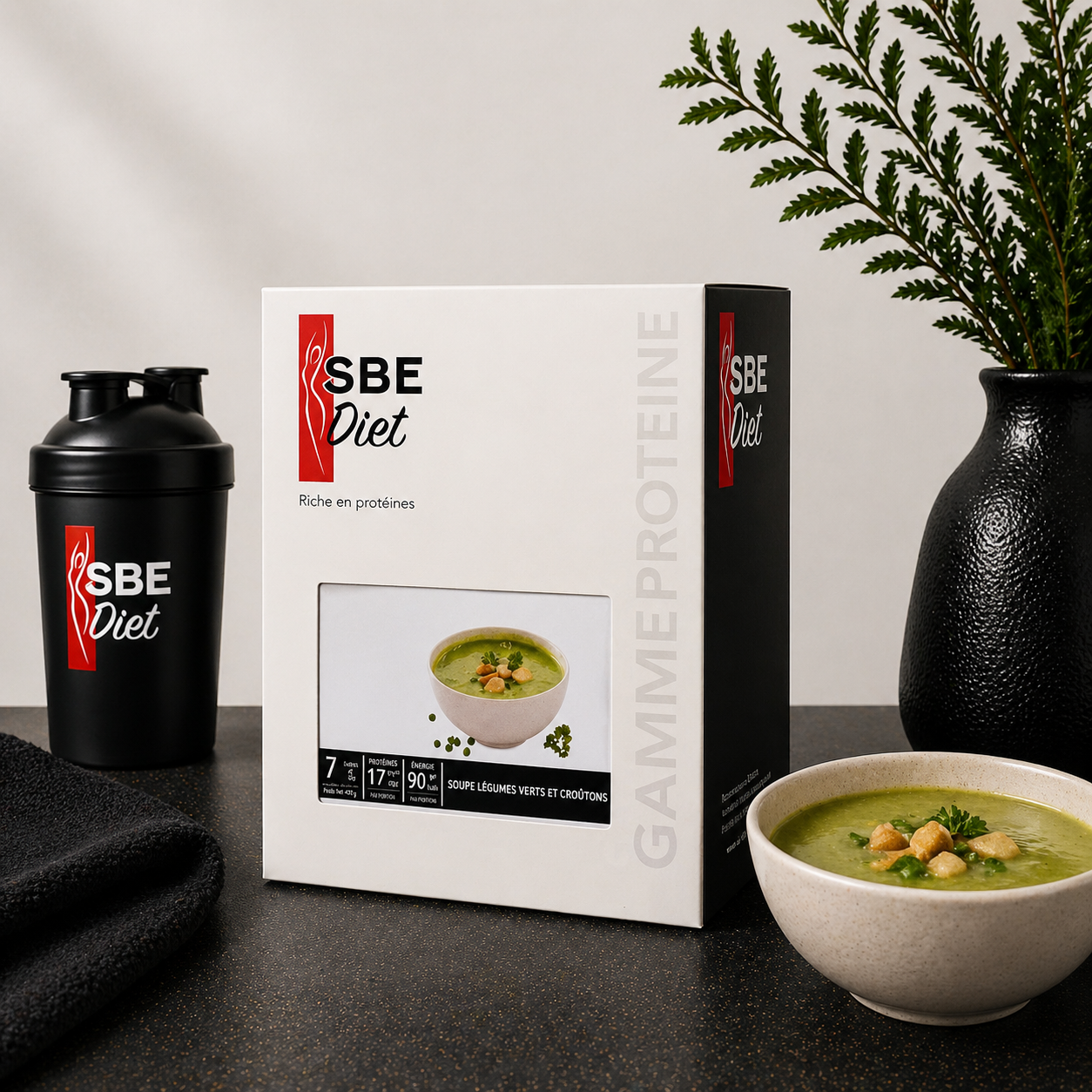 Soupe légumes verts croûtons hyperprotéinée Ma boutique